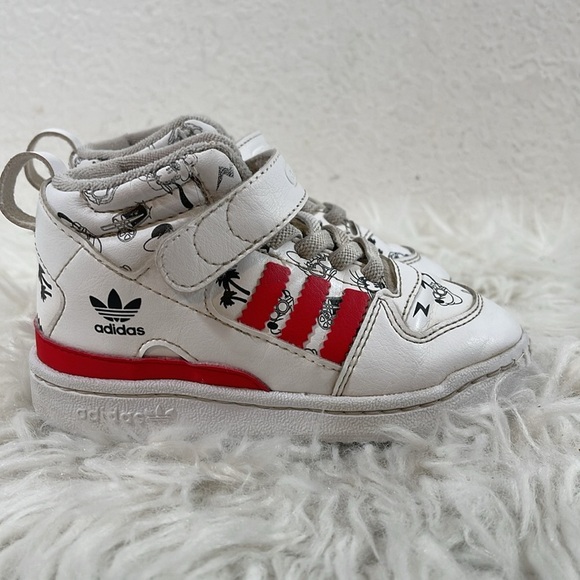 adidas Other - ADIDAS DISNEY Kids Unisex Shoes White & Red Size 8K Pull On Velcro